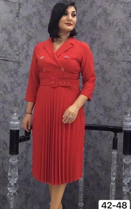 Red pleated dress