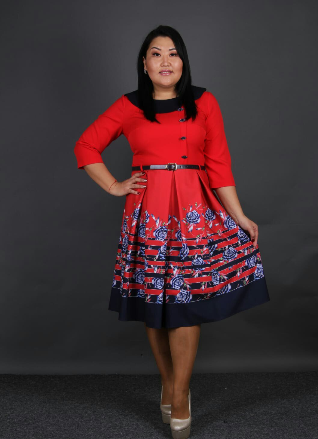 Red floral dress