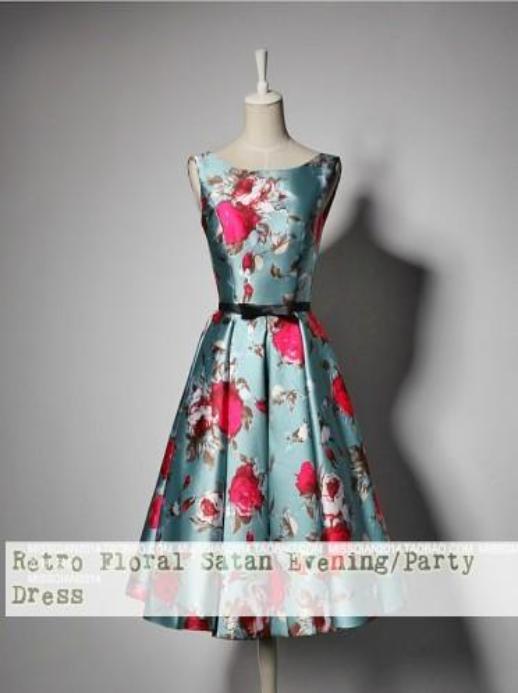 Ladies Satin Floral Print Dress