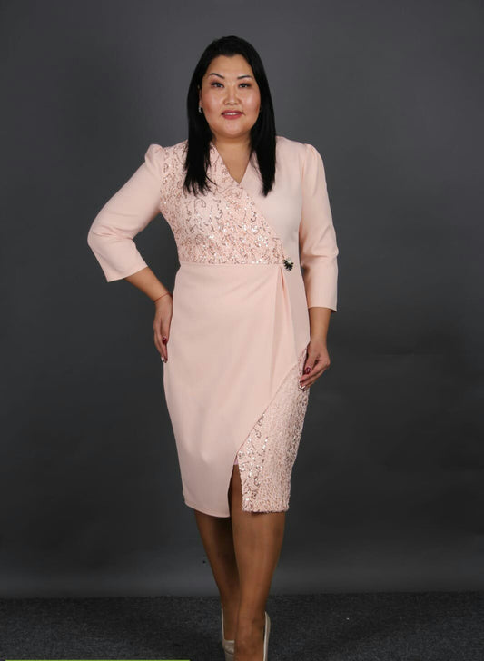 Peach sequined dress