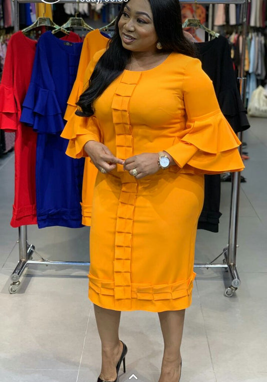 Mustard elegant dress